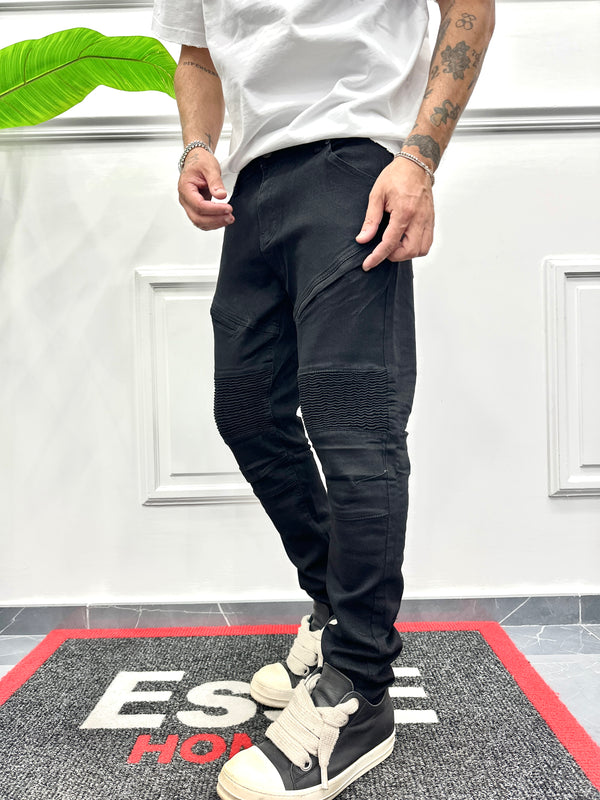 JEANS BIKER NERO