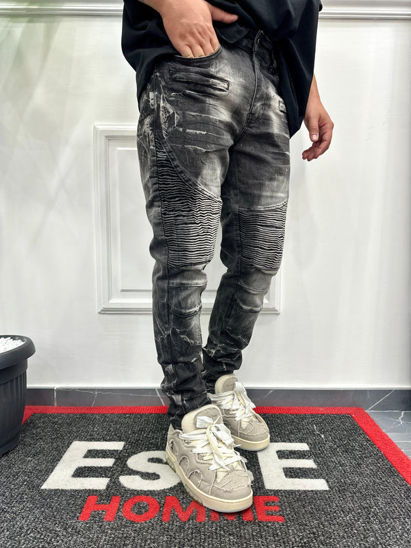 JEANS BIKER GRIGIO